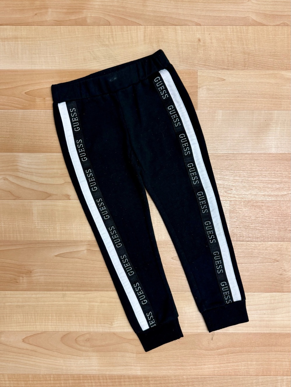 GUESS Girls Black Jogger Pants Logo Stripe Size 4